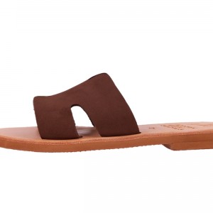 ΓΥΝΑΙΚΕΙΟ ΔΕΡΜΑΤΙΝΟ FLAT ΣΑΝΔΑΛΙ ΝΟΜΠΟΥΚ ΚΑΦΕ ΑΓΑΠΗ