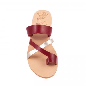 ΓΥΝΑΙΚΕΙΟ ΔΕΡΜΑΤΙΝΟ FLAT ΣΑΝΔΑΛΙ ΚΟΚΚΙΝΟ ΑΝΔΡΟΜΑΧΗ