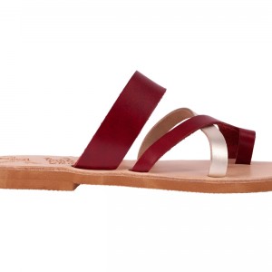 ΓΥΝΑΙΚΕΙΟ ΔΕΡΜΑΤΙΝΟ FLAT ΣΑΝΔΑΛΙ ΚΟΚΚΙΝΟ ΑΝΔΡΟΜΑΧΗ