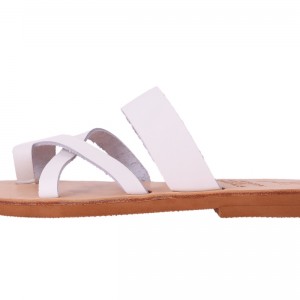 ΓΥΝΑΙΚΕΙΟ ΔΕΡΜΑΤΙΝΟ FLAT ΣΑΝΔΑΛΙ ΛΕΥΚΟ ΑΝΔΡΟΜΑΧΗ