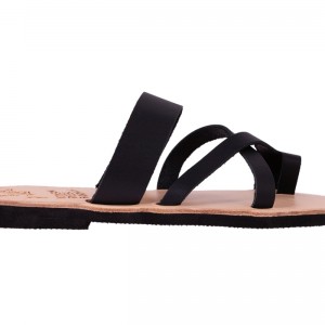 ΓΥΝΑΙΚΕΙΟ ΔΕΡΜΑΤΙΝΟ FLAT ΣΑΝΔΑΛΙ ΜΑΥΡΟ ΑΝΔΡΟΜΑΧΗ