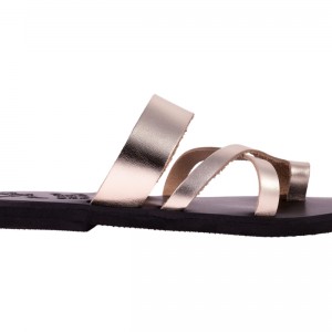 ΓΥΝΑΙΚΕΙΟ ΔΕΡΜΑΤΙΝΟ FLAT ΣΑΝΔΑΛΙ ΧΡΥΣΟ ΑΝΔΡΟΜΑΧΗ