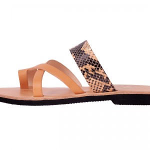 ΓΥΝΑΙΚΕΙΟ ΔΕΡΜΑΤΙΝΟ FLAT ΣΑΝΔΑΛΙ ΦΙΔΙ-ΦΥΣΙΚΟ ΑΝΔΡΟΜΑΧΗ   