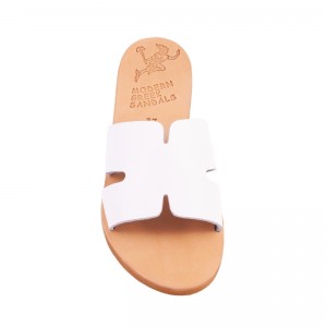 ΓΥΝΑΙΚΕΙΟ ΔΕΡΜΑΤΙΝΟ FLAT ΣΑΝΔΑΛΙ ΛΕΥΚΟ ΑΓΑΠΗ