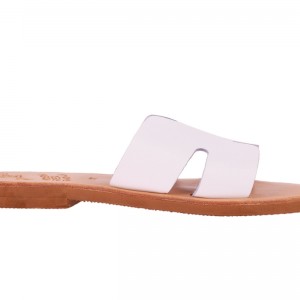 ΓΥΝΑΙΚΕΙΟ ΔΕΡΜΑΤΙΝΟ FLAT ΣΑΝΔΑΛΙ ΛΕΥΚΟ ΑΓΑΠΗ