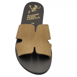 ΓΥΝΑΙΚΕΙΟ ΔΕΡΜΑΤΙΝΟ FLAT ΣΑΝΔΑΛΙ ΝΟΜΠΟΥΚ ΠΟΥΡΟ ΑΓΑΠΗ