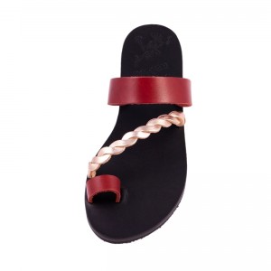 ΓΥΝΑΙΚΕΙΟ ΔΕΡΜΑΤΙΝΟ FLAT ΣΑΝΔΑΛΙ ΚΟΚΚΙΝΟ ΑΙΓΛΗ