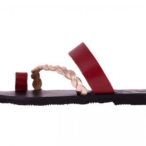 ΓΥΝΑΙΚΕΙΟ ΔΕΡΜΑΤΙΝΟ FLAT ΣΑΝΔΑΛΙ ΚΟΚΚΙΝΟ ΑΙΓΛΗ
