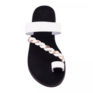 ΓΥΝΑΙΚΕΙΟ ΔΕΡΜΑΤΙΝΟ FLAT ΣΑΝΔΑΛΙ ΛΕΥΚΟ ΑΙΓΛΗ