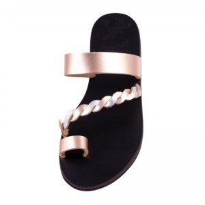 ΓΥΝΑΙΚΕΙΟ ΔΕΡΜΑΤΙΝΟ FLAT ΣΑΝΔΑΛΙ ΜΠΡΟΝΖΕ ΑΙΓΛΗ