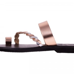 ΓΥΝΑΙΚΕΙΟ ΔΕΡΜΑΤΙΝΟ FLAT ΣΑΝΔΑΛΙ ΜΠΡΟΝΖΕ ΑΙΓΛΗ