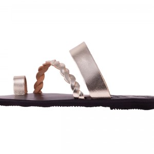 ΓΥΝΑΙΚΕΙΟ ΔΕΡΜΑΤΙΝΟ FLAT ΣΑΝΔΑΛΙ ΧΡΥΣΟ ΑΙΓΛΗ