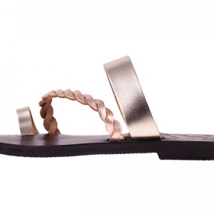 ΓΥΝΑΙΚΕΙΟ ΔΕΡΜΑΤΙΝΟ FLAT ΣΑΝΔΑΛΙ ΧΡΥΣΟ ΑΙΓΛΗ